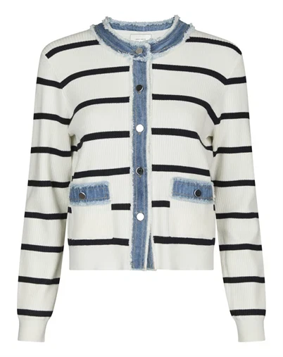 Neo Noir - Zelma Stripe Denim Cardigan - Off White